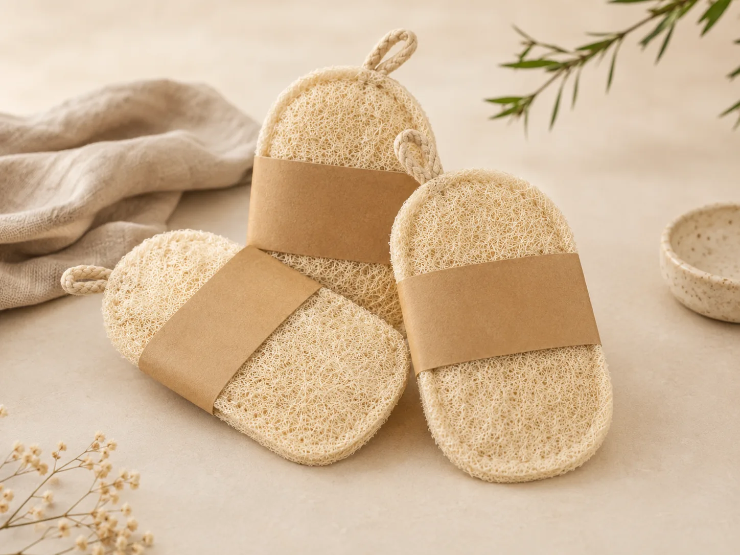 Natural loofah dish scrubber