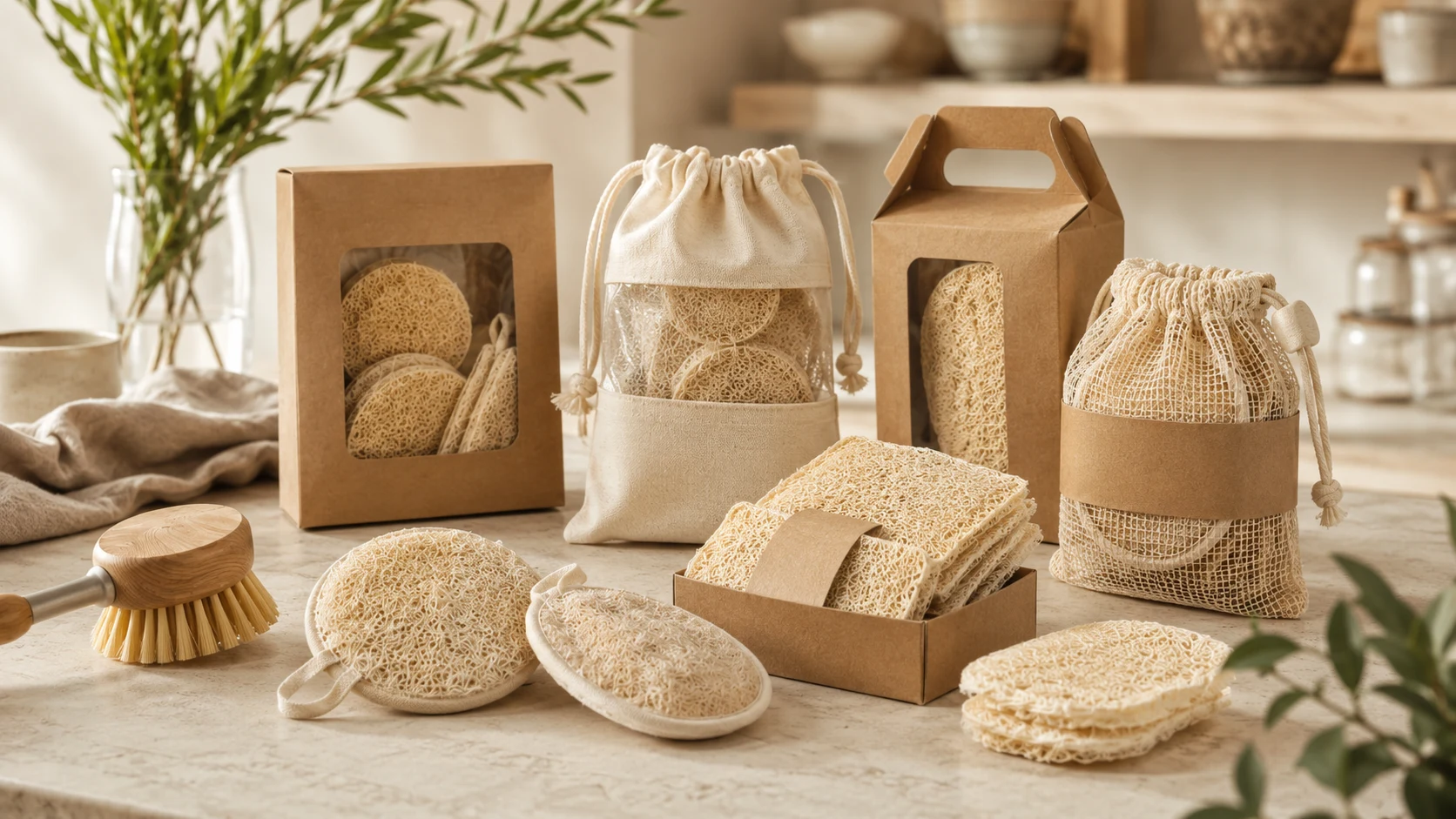 Loofah kitchen cleaning pads