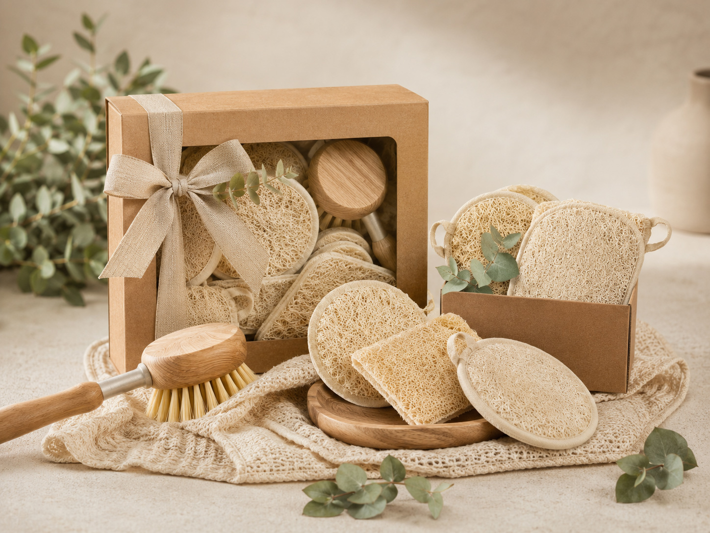 Loofah cleaning gift set